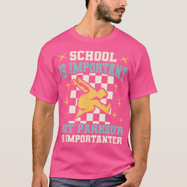 T-shirt School Important Parkour Importanter Teen Boys Fun (Devant)