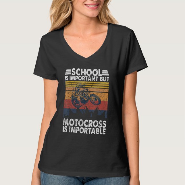 T-shirt School Is Important But Motocross Is Importanter D (Devant)