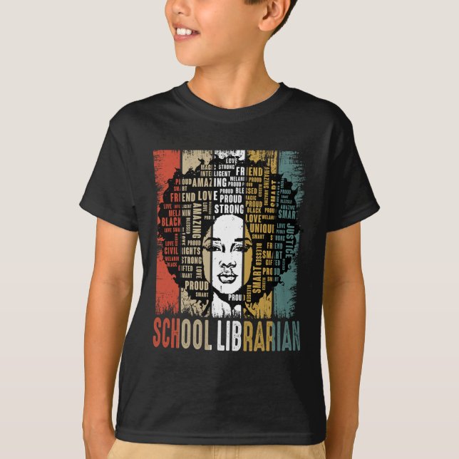 T-shirt School Librarian Afro African American Black Histo (Devant)
