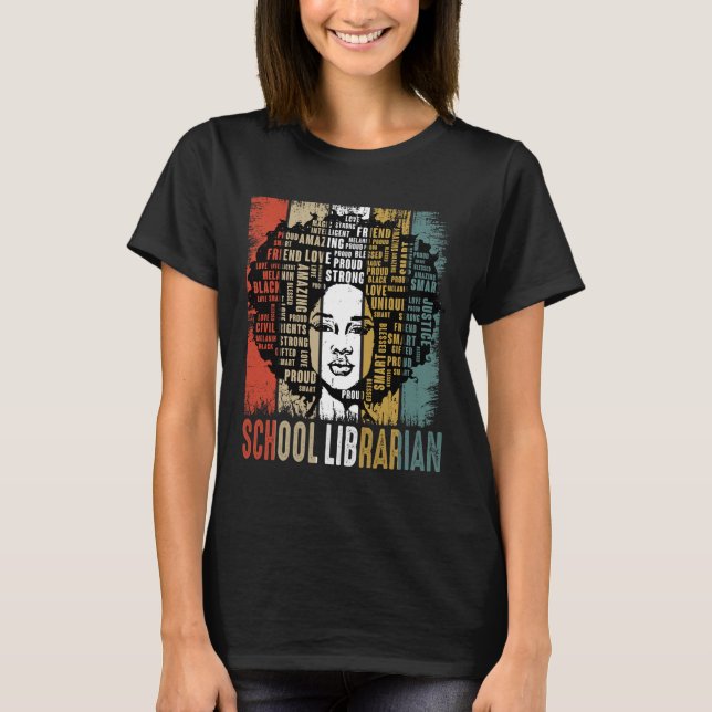 T-shirt School Librarian Afro African American Black Histo (Devant)
