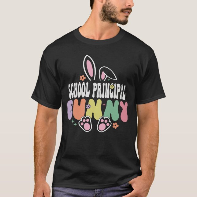 T-shirt School Principal Bunny Easter Day Groovy Family Ma (Devant)