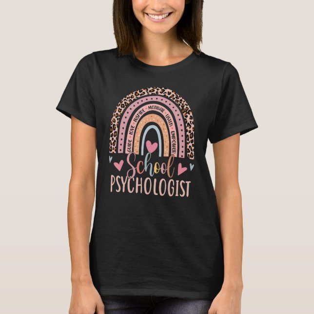 T-shirt School Psychologist Rainbow Leopard Print Psycholo (Devant)