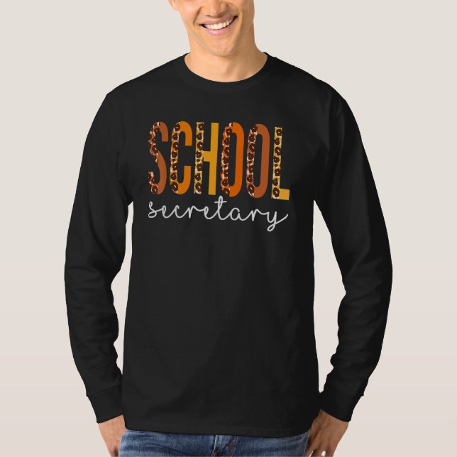T-shirt School Secretary Leopard Squad Cute Fall Autumn Th (Devant)