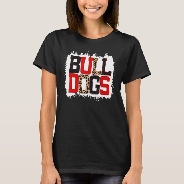T-shirt School Spirit Mascot Bulldogs Leopard Print Teache (Devant)
