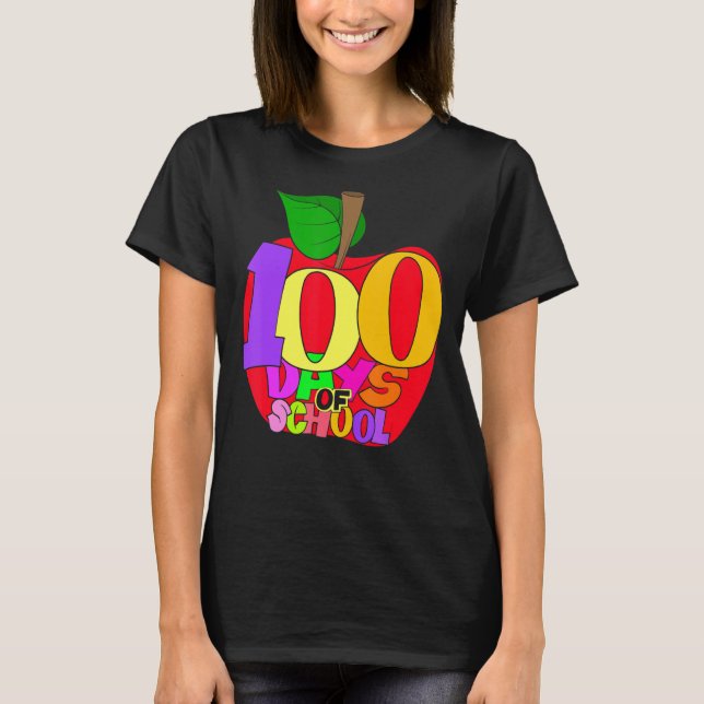 T-shirt School Teacher Student Girls Boys Gift 100 Days Of (Devant)