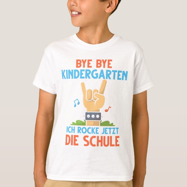 T-shirt Schulanfang Einschulung Schulkind Rock die Schule (Devant)