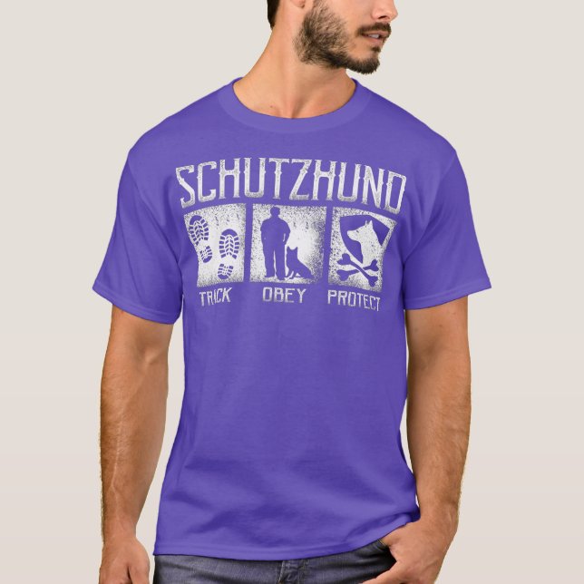 T-shirt Schutzhund Track Obey Protect Chien Handler (Devant)
