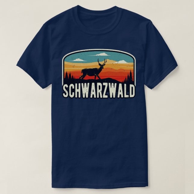 T-shirt Schwarzwald Wild Hirsch Retro Schwaben (Design devant)