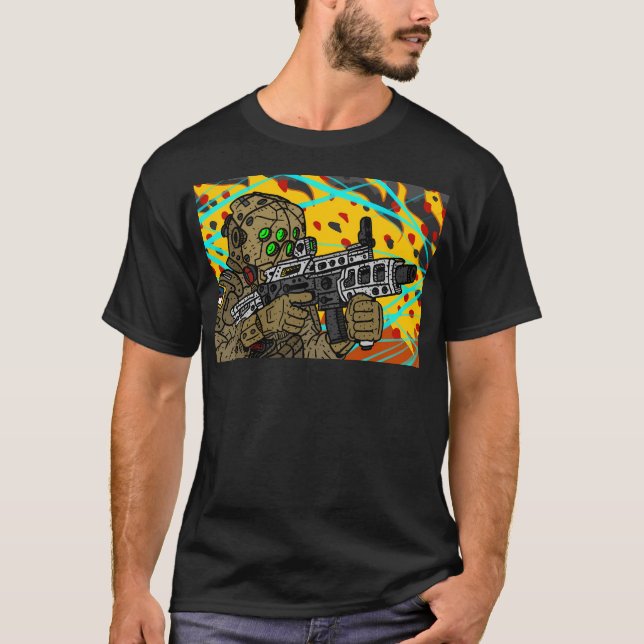 T-shirt Sci Fi Militaire Battle Soldier. (Devant)