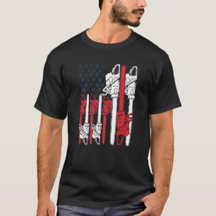 T-shirt Scie Rétro Arboriste Drapeau Américain Jardinage 4