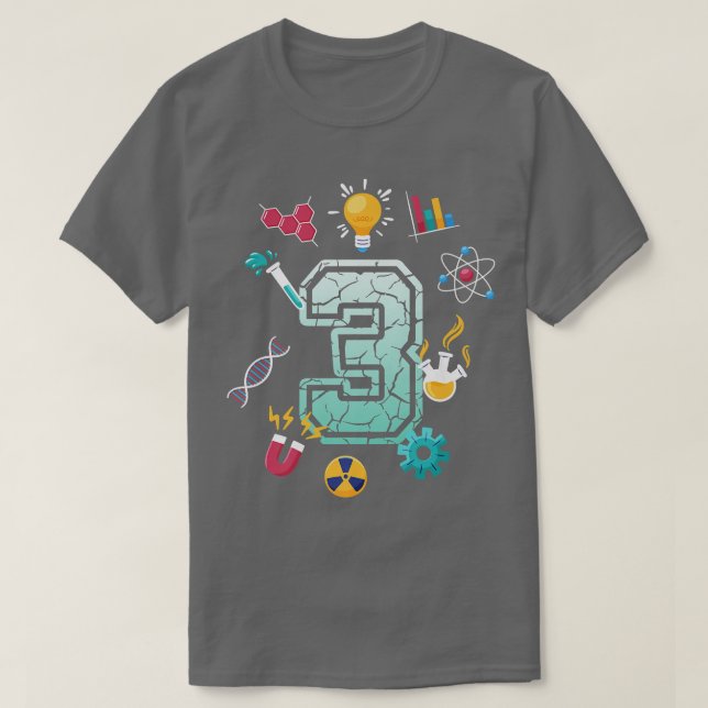 T-shirt Science 3 ans Anniversaire École Fête Scientifi (Design devant)