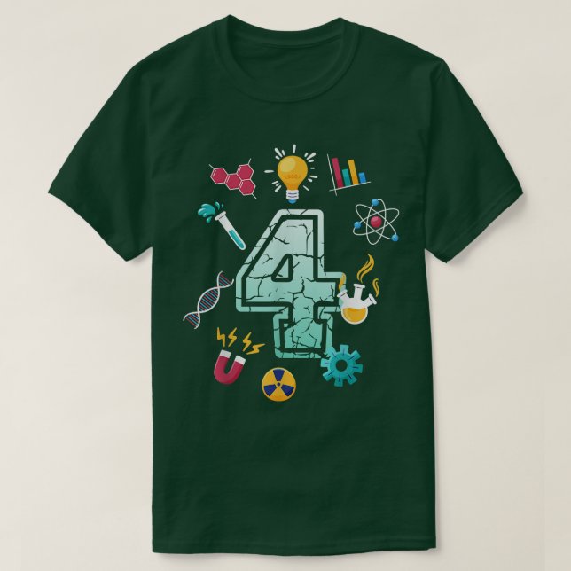 T-shirt Science 4 ans Anniversaire École Fête Scientifi (Design devant)