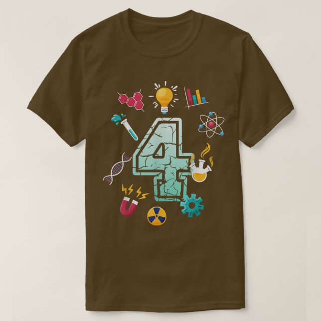 T-shirt Science 4 ans Anniversaire École Fête Scientifi (Design devant)