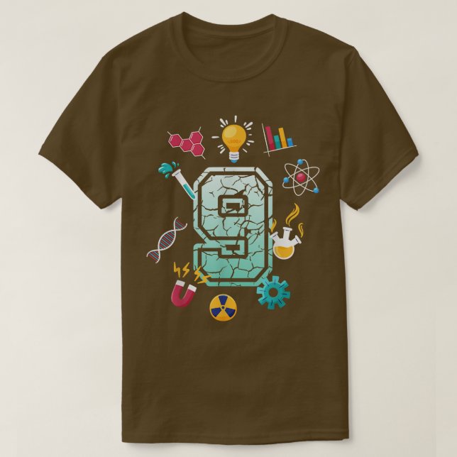 T-shirt Science 9 ans Anniversaire École Fête Scientifi (Design devant)