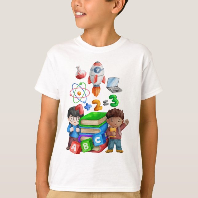 T-shirt Science and Books Children (Devant)