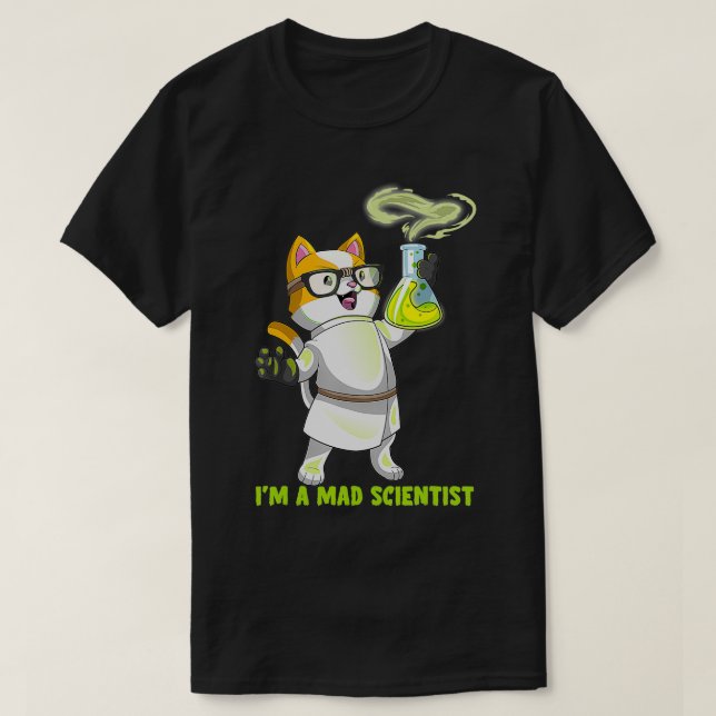 T-shirt Science Chimie Chat Mad Scientifique Kitten Cation (Design devant)