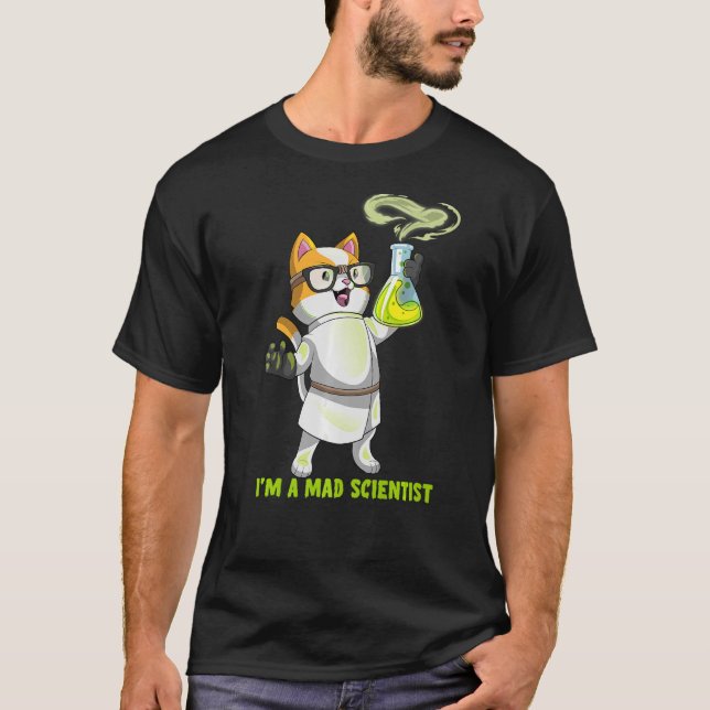 T-shirt Science Chimie Chat Mad Scientifique Kitten Cation (Devant)