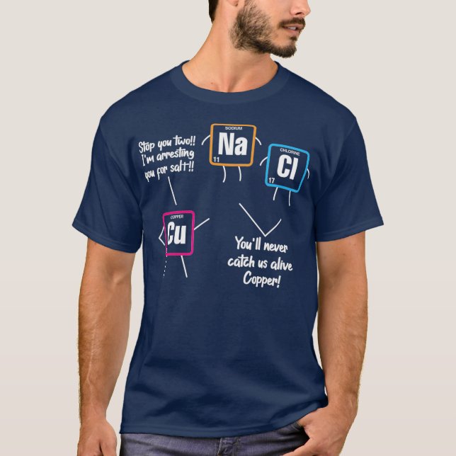 T-shirt Science Chimie Professeur Funny Cu Na Cl (Devant)