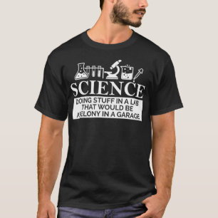 T-shirt SCIENCE dans un félin de laboratoire dans un garag