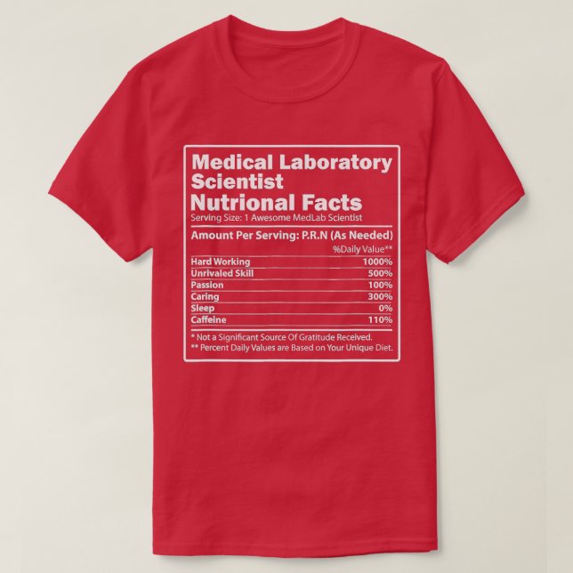 T-shirt Science des faits nutritionnels Laboratoire Médica (Design devant)