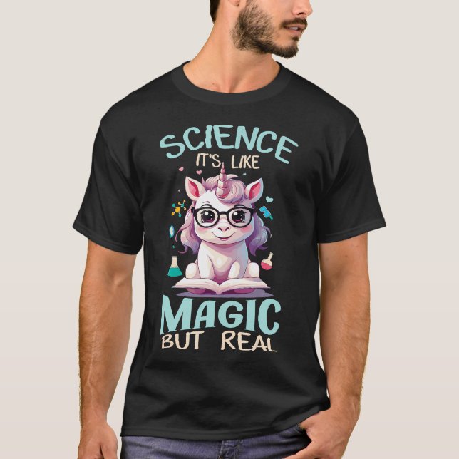 T-shirt Science Drôle C'Est Comme Magique Mais Vraiment Mi (Devant)