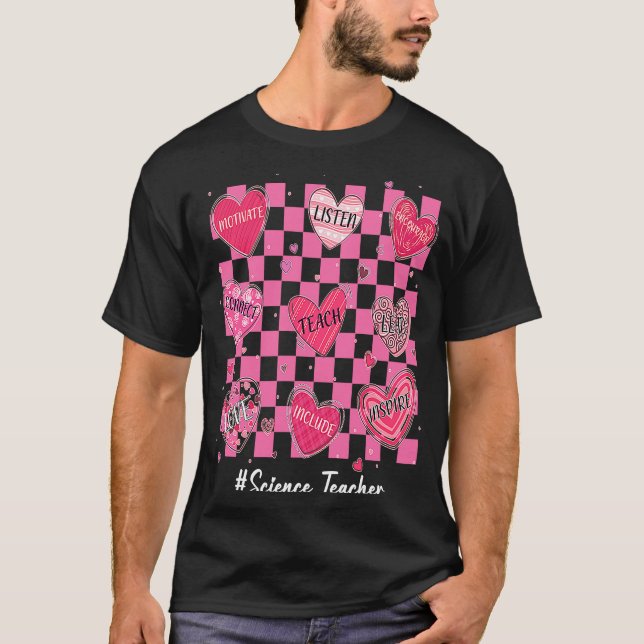 T-shirt Science Enseignant Coeurs Enseigner l'amour Inspir (Devant)
