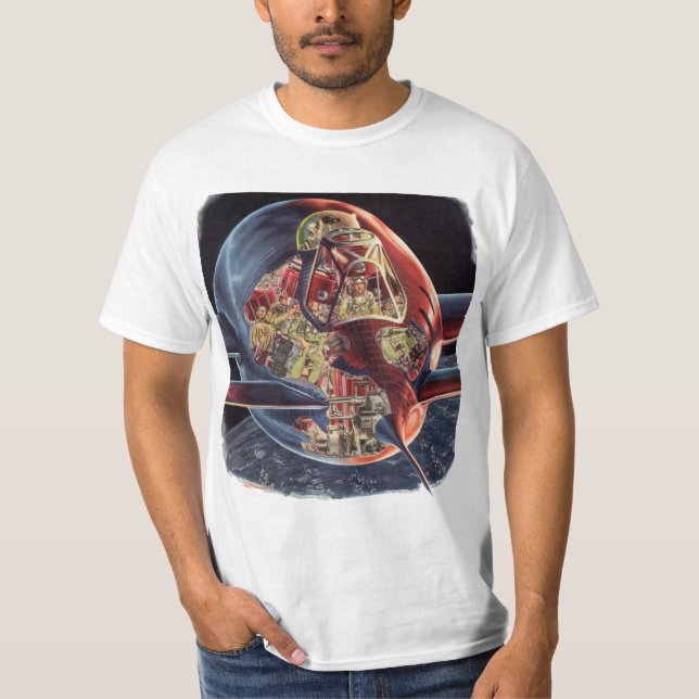 T-shirt Science-fiction vintage Astronaute Fusée Vaisseau  (Devant)