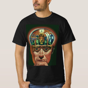 T-shirt Science-fiction vintage, Cerveau Alien en laborato