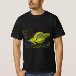 T-shirt Science-fiction vintage Neon Green Planet w Rings