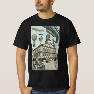 T-shirt Science-fiction vintage, ville steampunk victorien