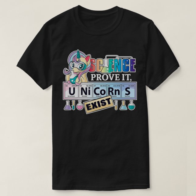 T-shirt Science Prouvent, Unicornes Eist Funny Science Gir (Design devant)