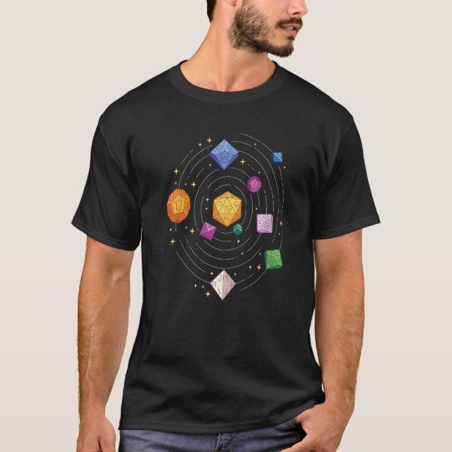 T-shirt Science roleplay dice système solaire (Devant)