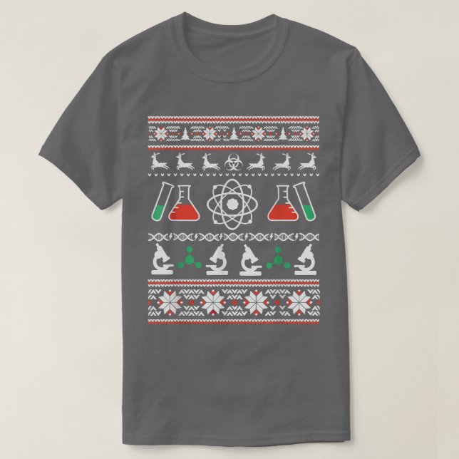 T-shirt Science scientist Ugly Sweater Funny Christmas  (Design devant)