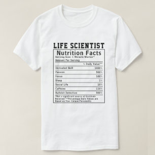 T-shirt Scientifique de la vie drôle Faits nutritionnels É