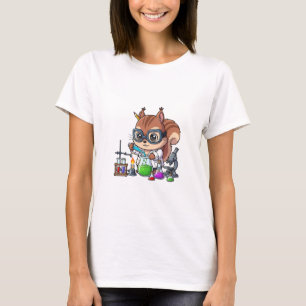 T-shirt Scientifique Écureuil Intelligent Réalisant une Ex