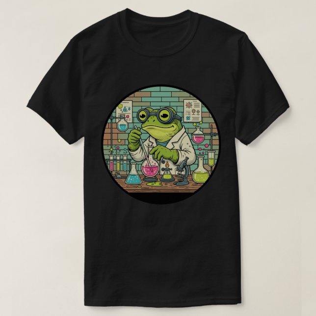 T-shirt Scientifique Grenouille Chimiste - Travail de labo (Design devant)