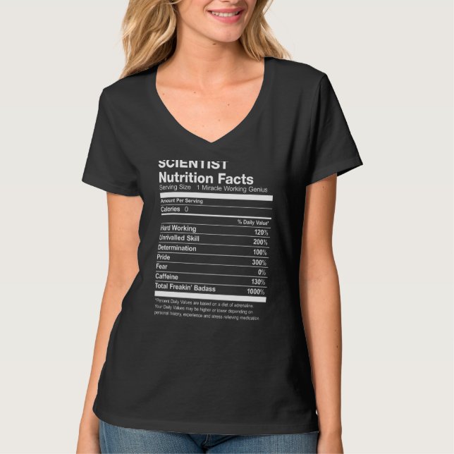 T-shirt Scientist Nutrition Facts Drôle (Devant)