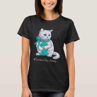 T-shirt Scleroderma Awareness Month Teal Ribbon Cat