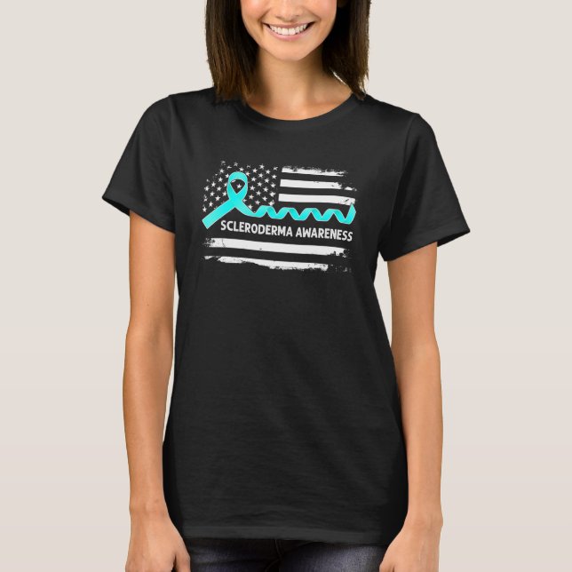 T-shirt Scleroderma Sensibilisation Drapeau américain Turq (Devant)