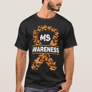 T-shirt Sclérose en plaques Orange Ruban Hommes Femmes MS 