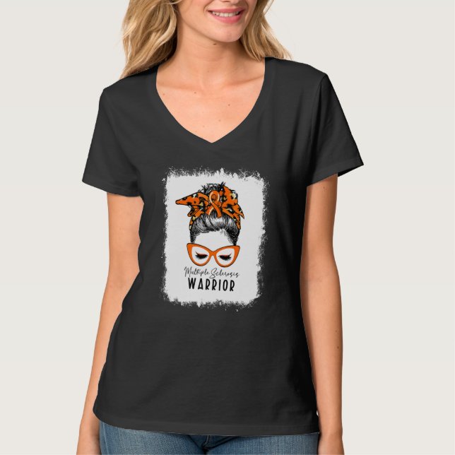 T-shirt Sclérose multiple blanchie Guerrier Messy Bun Ms W (Devant)
