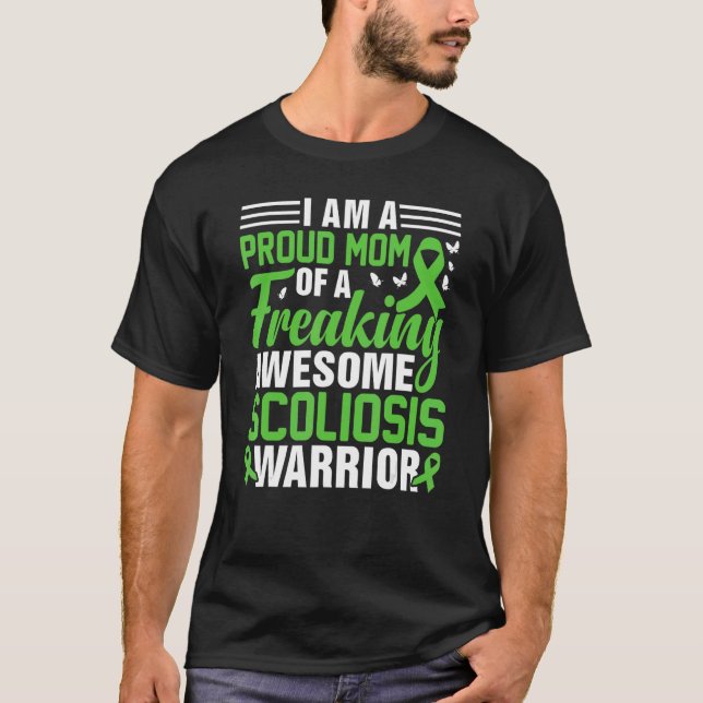 T-shirt Scoliose Maman d'un guerrier de blessure au dos Sc (Devant)