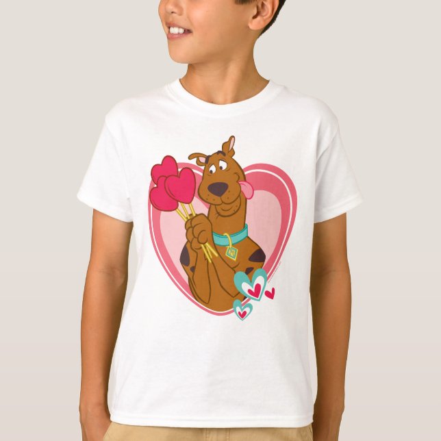 T-shirt Scooby-Doo Holding Heart Lolipops (Devant)