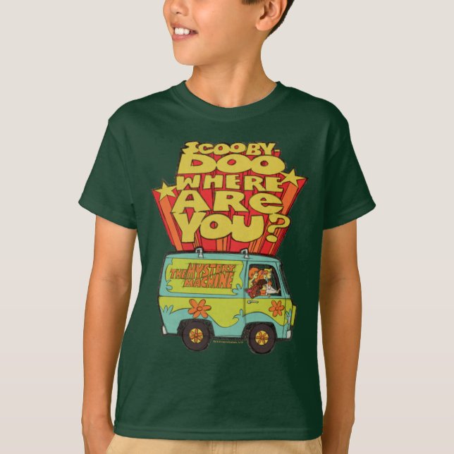 T-shirt Scooby-Doo | "Où Es-Tu ?" Retro Cartoon Van (Devant)