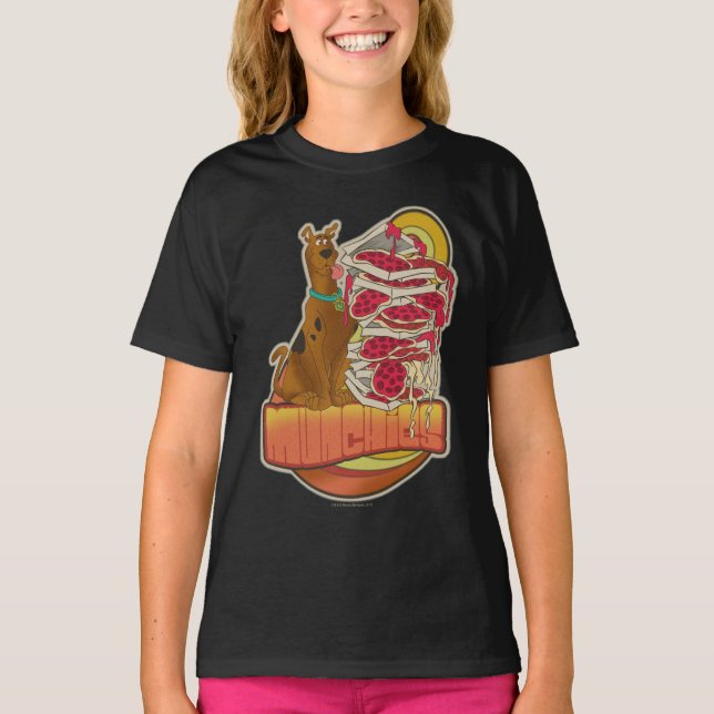 T-shirt Scooby-Doo | Pile de Pizza "Munchies" Graphique (Devant)