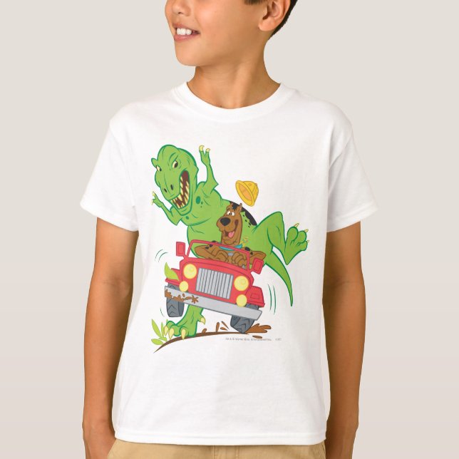 T-shirt Scooby-Doo T-Rex Attack (Devant)