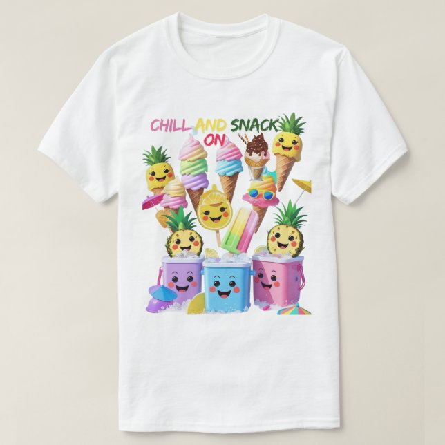 T-shirt Scoop, Sip, Smile – Summer Treats Tee (Design devant)