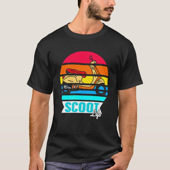 T-shirt Scooter Coucher de Soleil Rétro Faire de la Trotti (Devant)