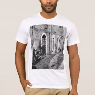 T-shirt Scooter dans une rue en Italie en noir et blanc