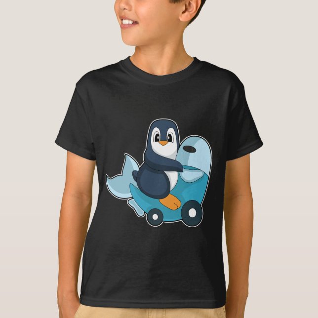 T-shirt Scooter de poisson de pingouin (Devant)